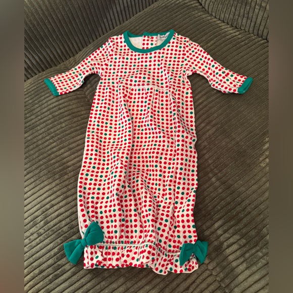 NEVER WORN Polka Dot Newborn Gown with red and green accents - Picture 1 of 3